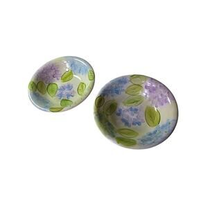 GIBSON ELITE Yellow Blue Red Floral Hand Painted 8" Cereal Soup Bowl Set of 2